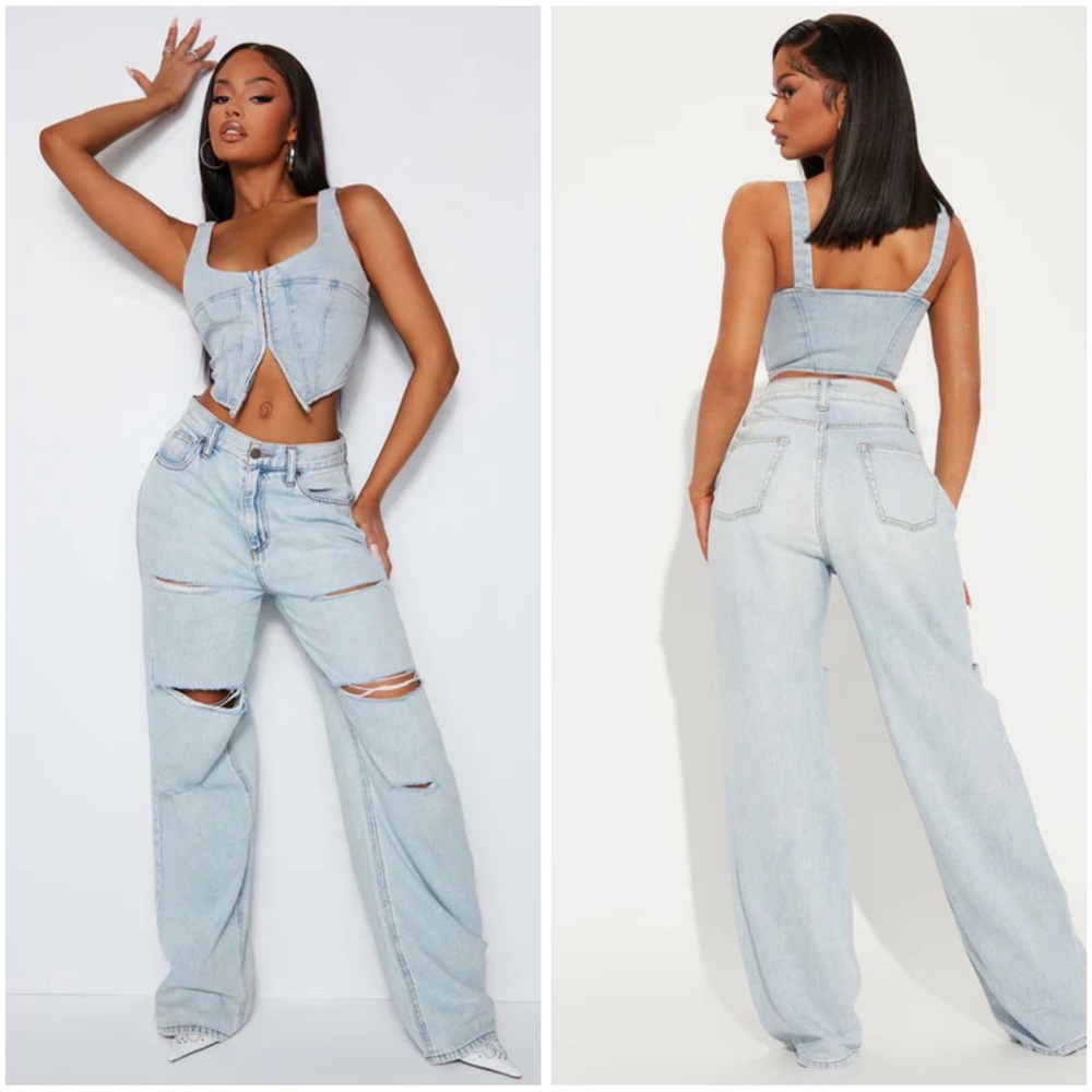 Fashion Nova Light Wash Denim (baggy) Jeans
